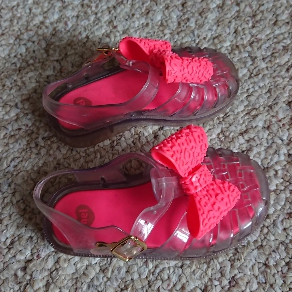 Mel By Melissa Toddler Clear Jelly Sandals Pink Leopard Bow Size 7